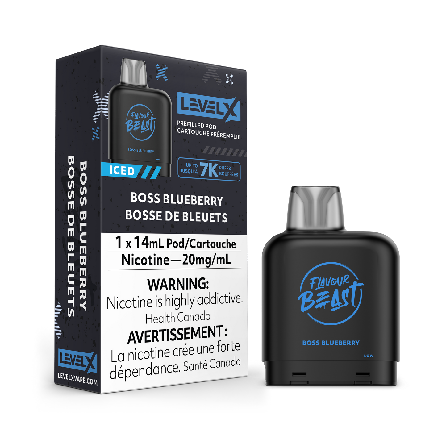 Level X Flavour Beast Pod 14mL - Boss Blueberry Iced 20MG 6pc/Carton