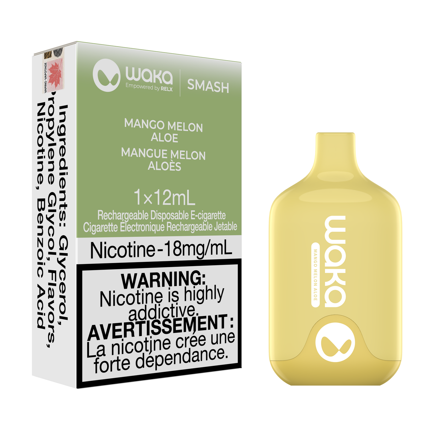 Waka Smash x RELX Disposable Vape - 10ct Mango Melon Aloe