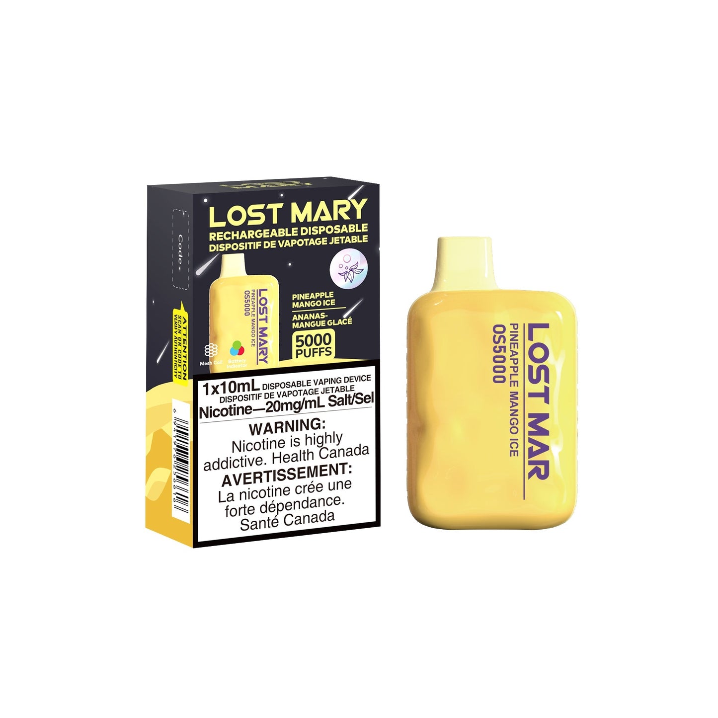 Lost Mary OS5000 Disposable - Pineapple Mango Ice 20mg 10pc/Carton