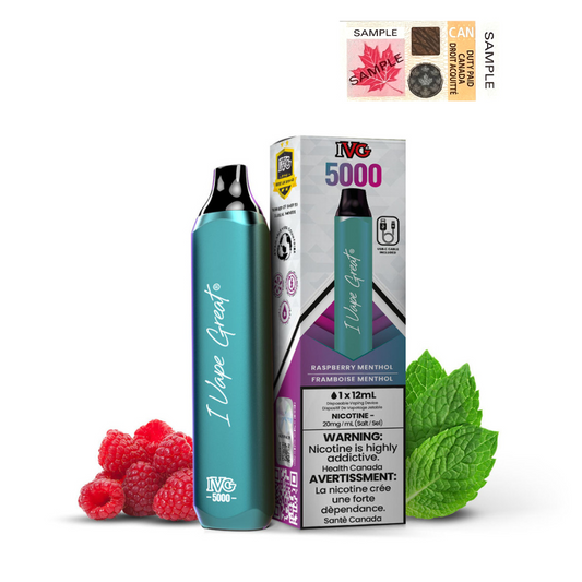 IVG Bar Max 5000 Puffs Disposable Vape - 6ct Raspberry Menthol