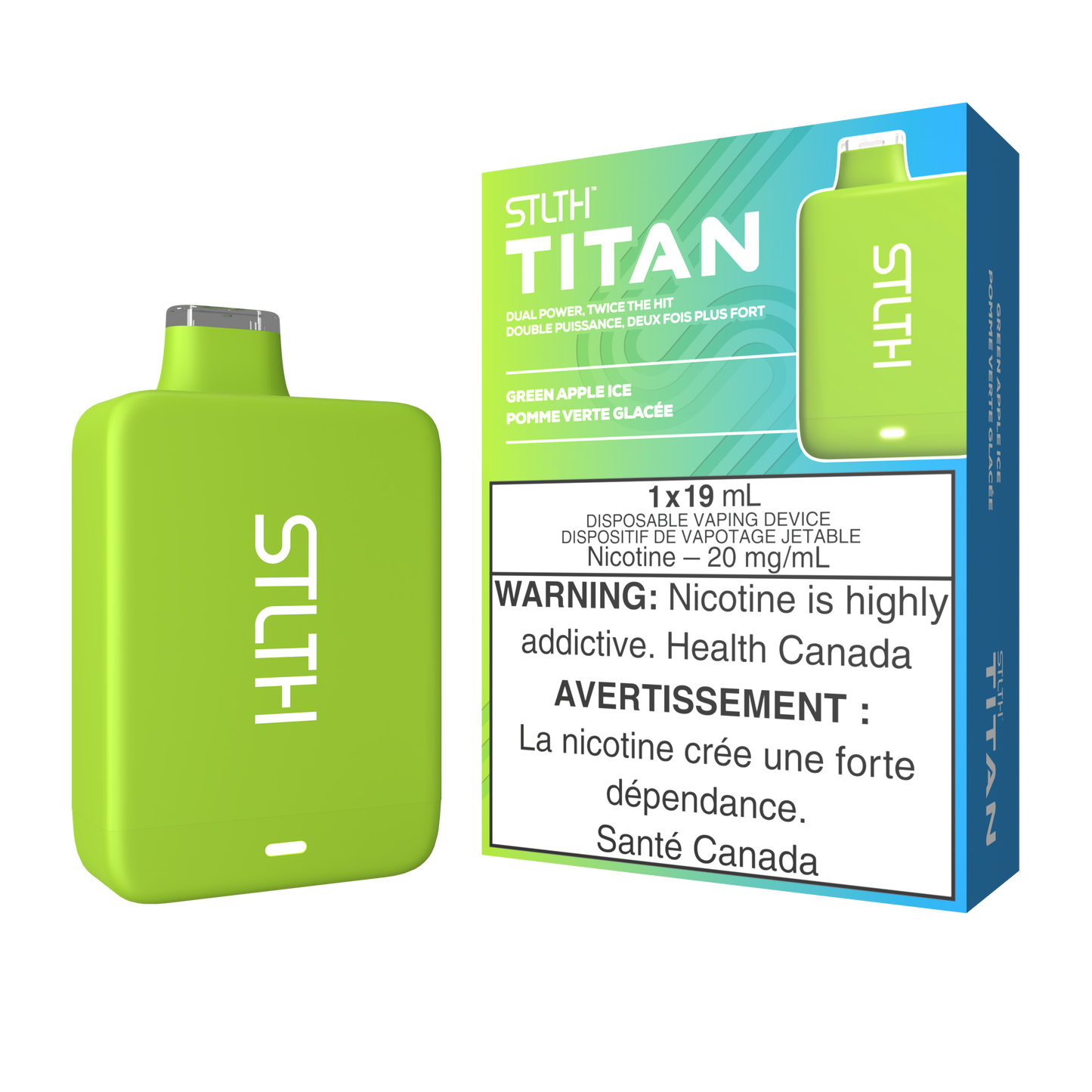 STLTH TITAN DISPOSABLE - GREEN APPLE ICE (5PCS/CTN) 19ml 20MG