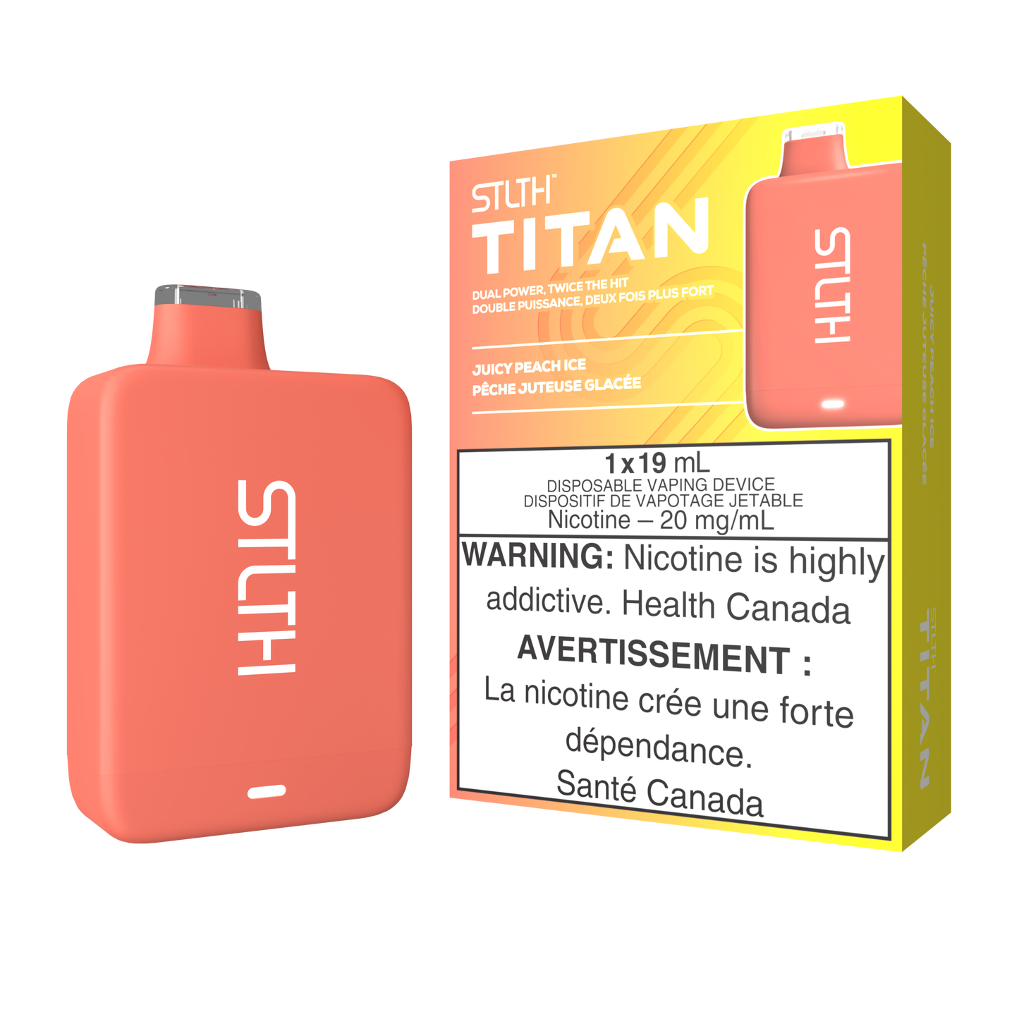 STLTH TITAN DISPOSABLE - JUICY PEACH ICE (5PCS/CTN) 19ml 20MG