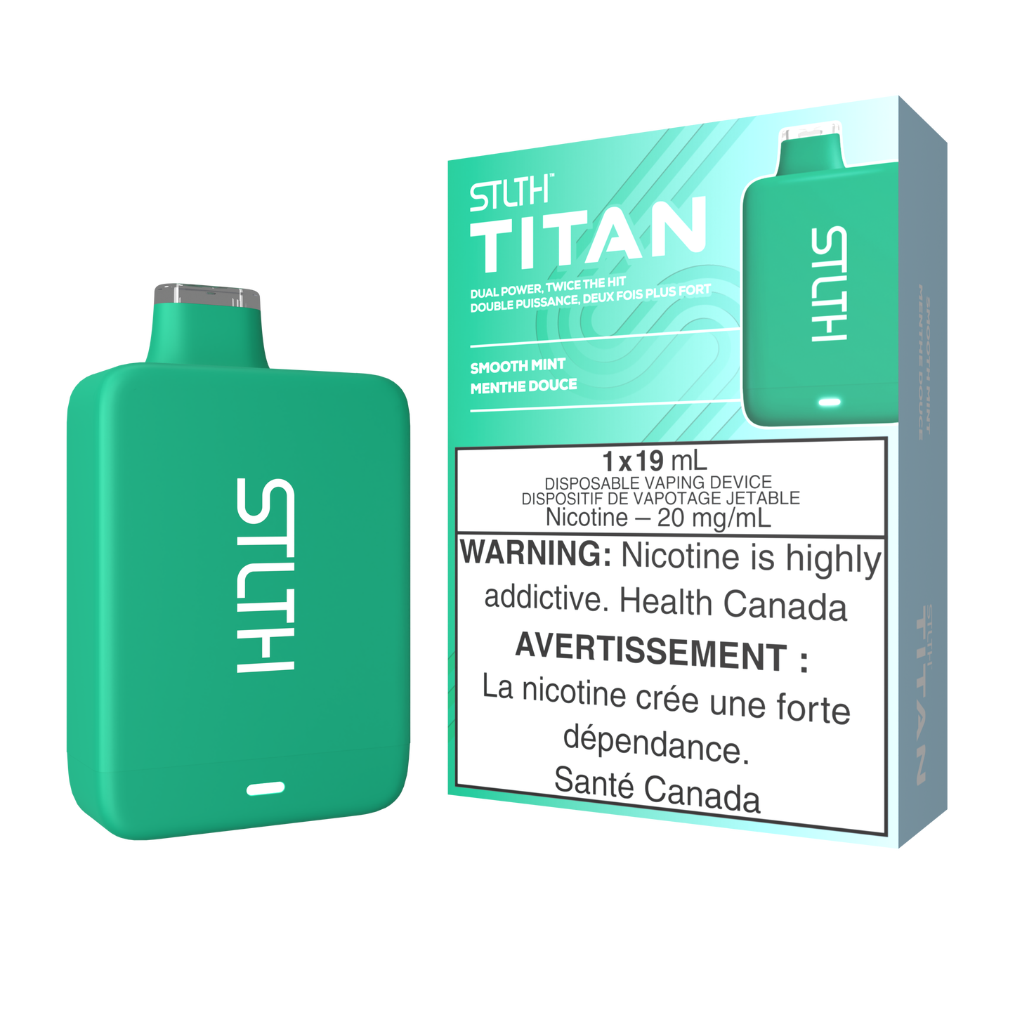 STLTH TITAN DISPOSABLE - SMOOTH MINT (5PCS/CTN) 19ml 20MG