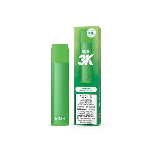 STLTH 3K DISPOSABLE- GREEN APPLE ICE (6PC/CTN) 6ML 20MG