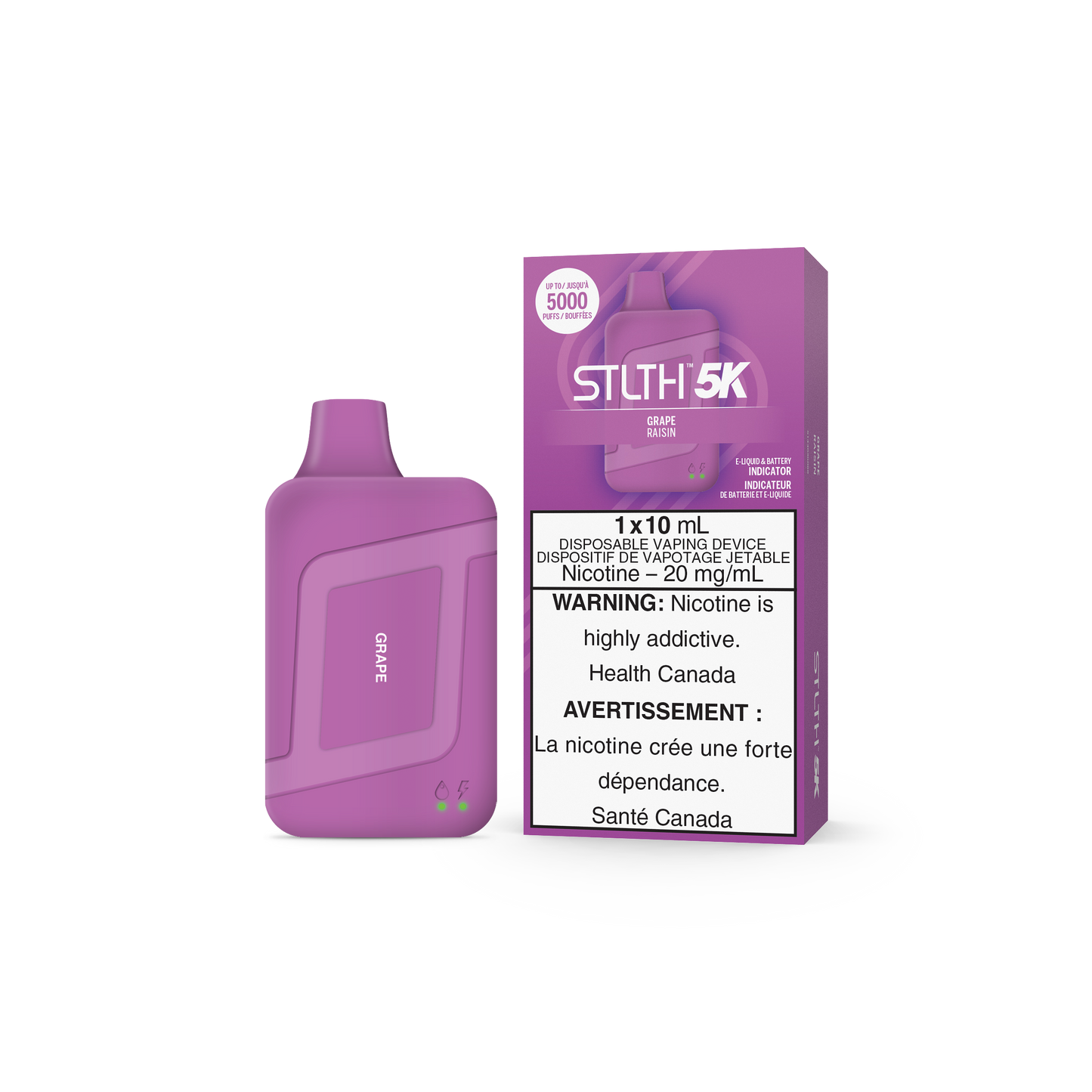 STLTH BOX 5K DISPOSABLE - GRAPE (5PC/CTN) 10ML 20MG