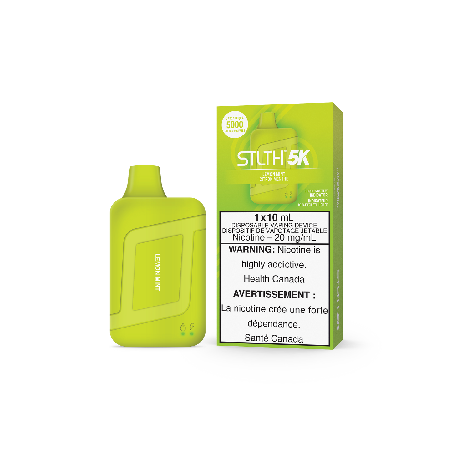 STLTH BOX 5K DISPOSABLE - LEMON MINT (5PC/CTN) 10ML 20MG