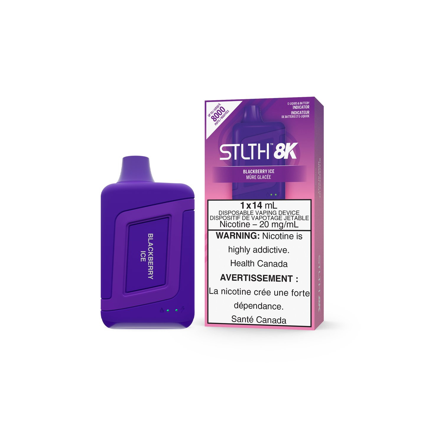 STLTH BOX 8K DISPOSABLE - BLACKBERRY ICE (5PC/CTN) 14ML 20MG