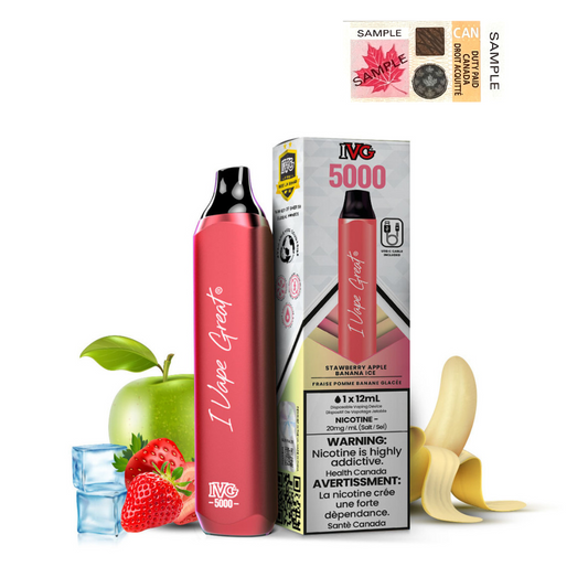 IVG Bar Max 5000 Puffs Disposable Vape - 6ct Strawberry Apple Banana Ice