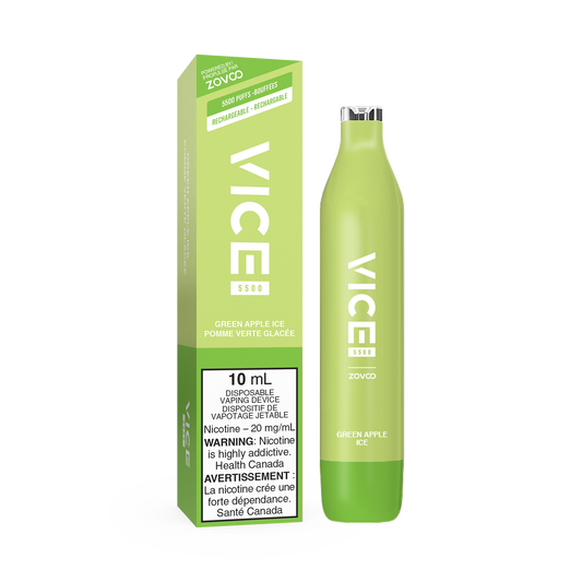 VICE 5500 DISPOSABLE - GREEN APPLE ICE (6PC/CTN) 10ML 20MG