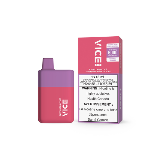 VICE BOX DISPOSABLE - RAZZ CURRANT ICE (5PC/CTN) 13ML 20MG