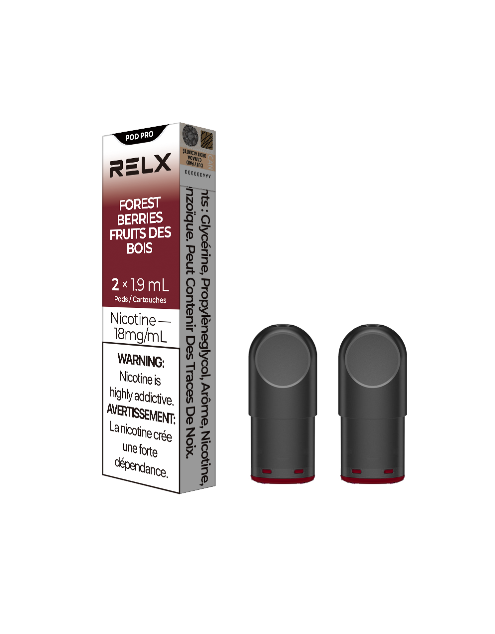 RELX Pod Pro - Forest Berries 18mg 2pc/Pack 5pk/Carton