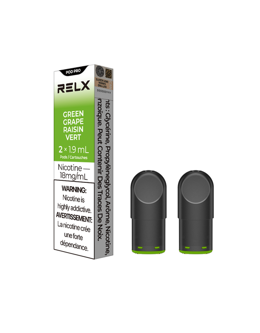 RELX Pod Pro - Green Grape 18mg 2pc/Pack 5pk/Carton