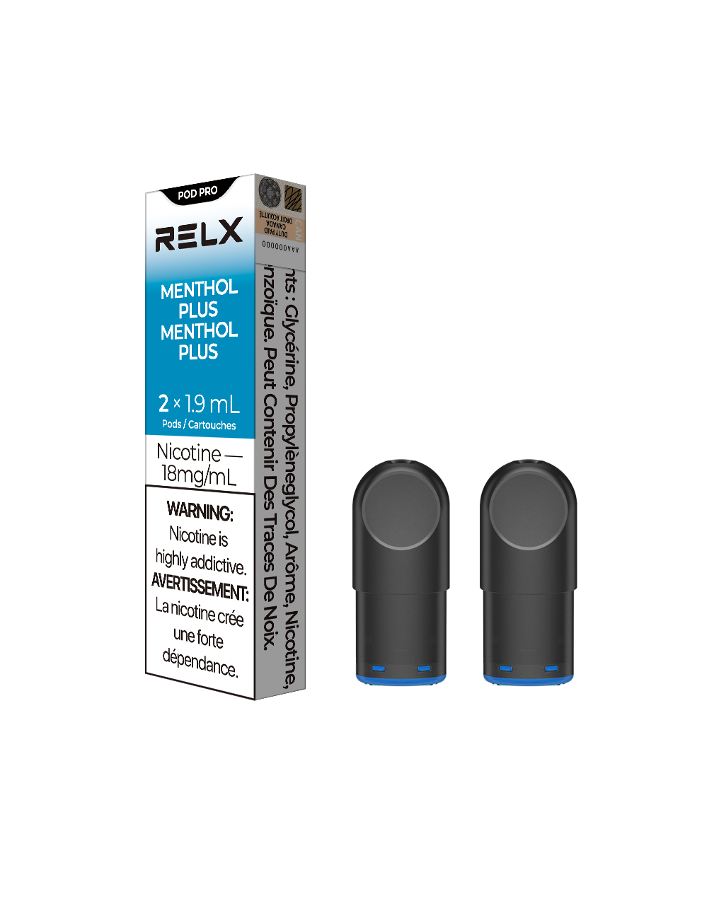 RELX Pod Pro - Menthol Plus 18mg 2pc/Pack 5pk/Carton