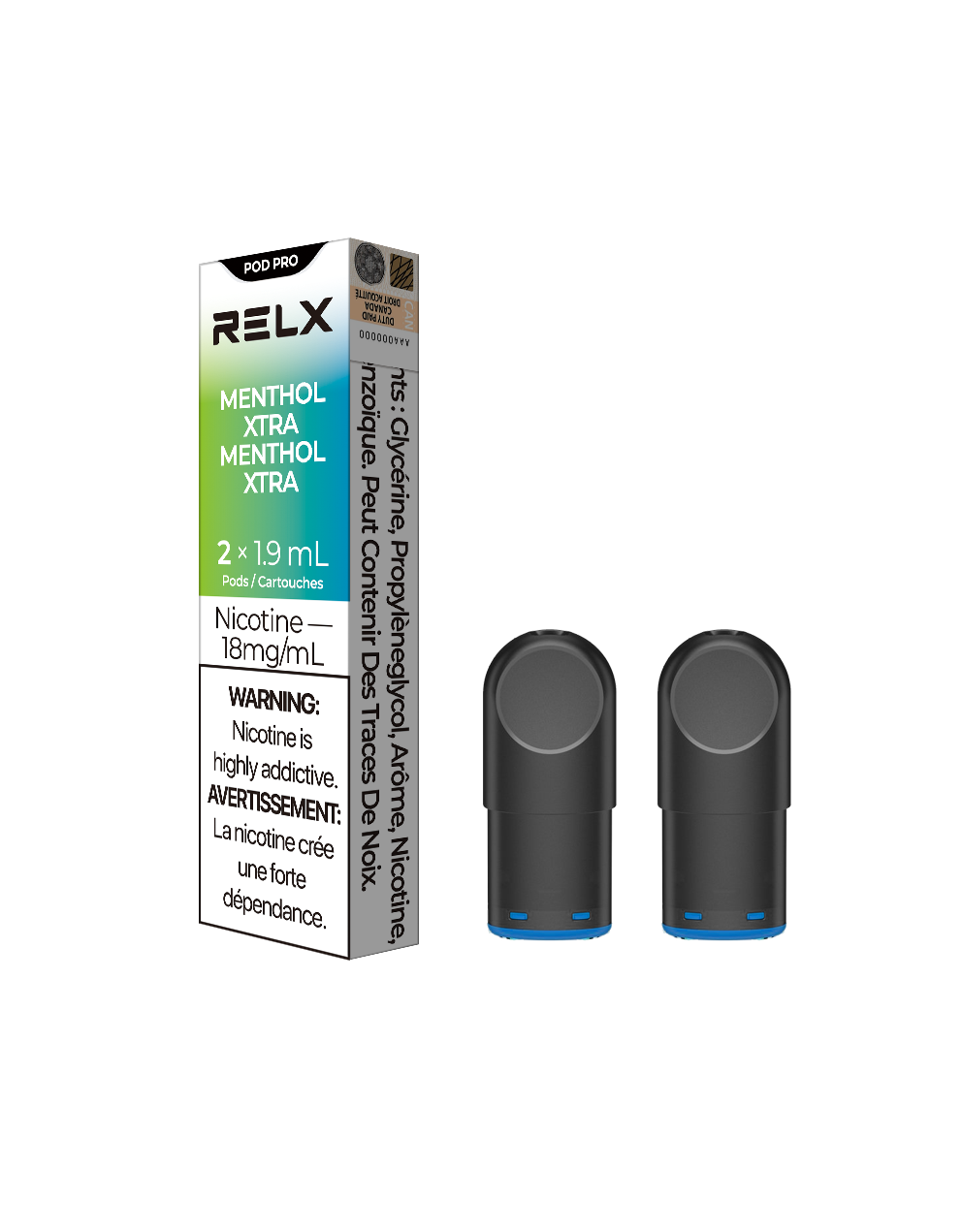 RELX Pod Pro - Menthol Xtra 18mg 2pc/Pack 5pk/Carton