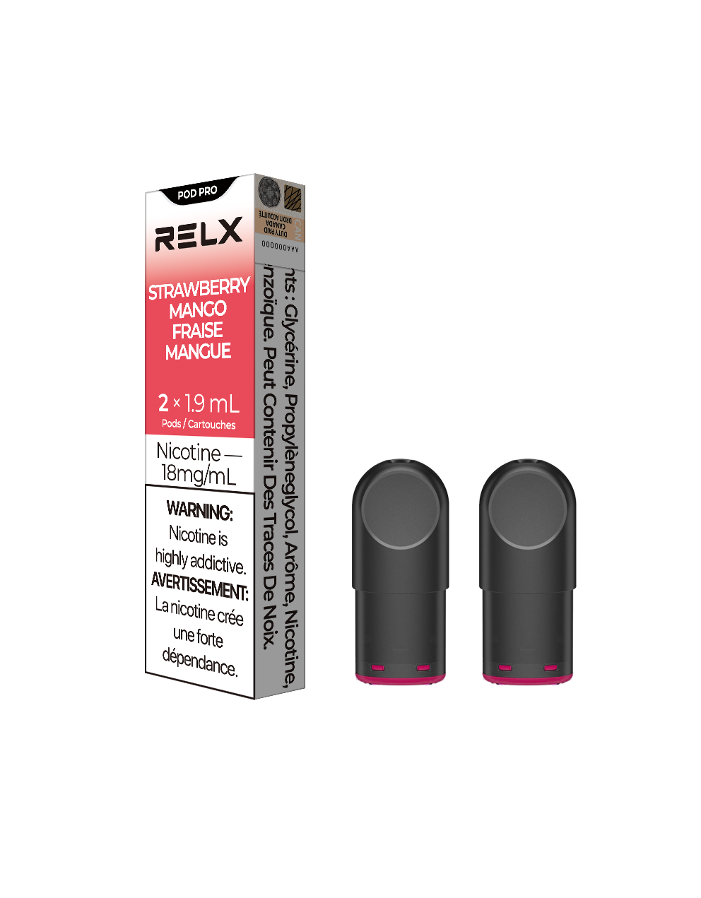 RELX Pod Pro - Strawberry Mango 18mg 2pc/Pack 5pk/Carton