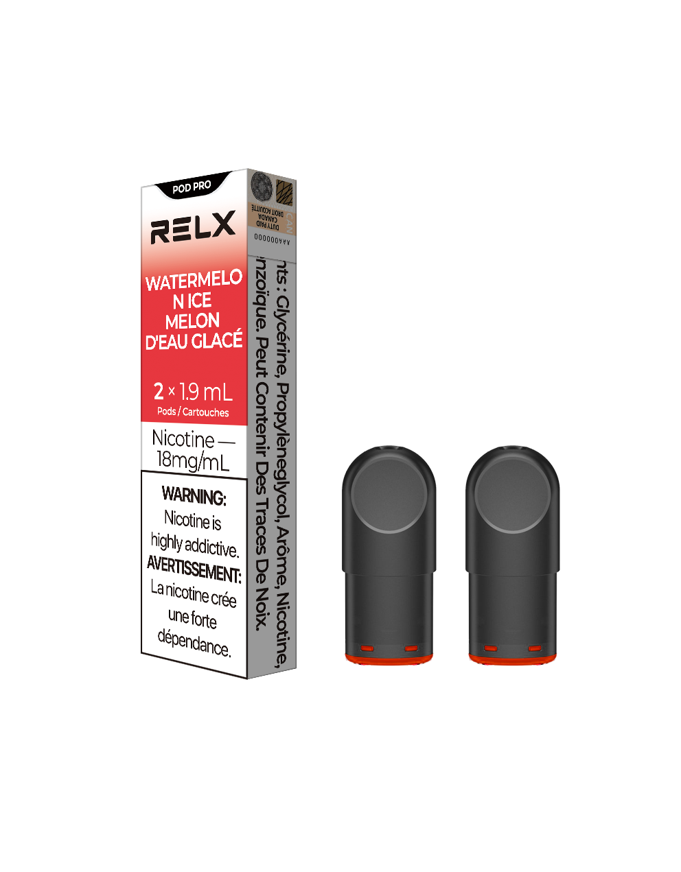 RELX Pod Pro - Watermelon Ice 18mg 2pc/Pack 5pk/Carton